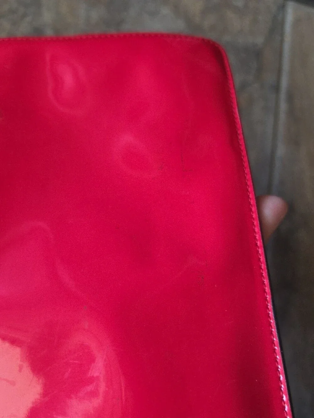 Coach Red Patent Leather Studded Wristlet Pouch